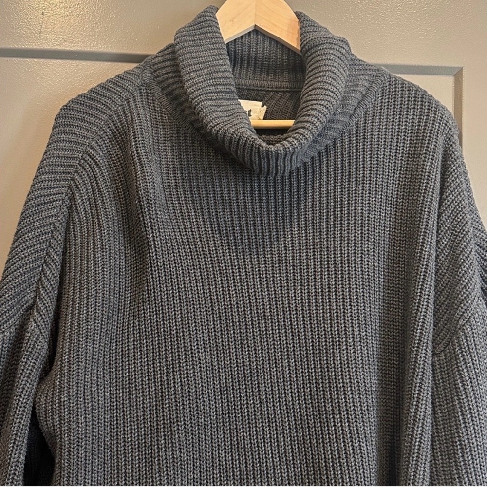 PACT - Fisherman Turtleneck Tunic Sweater 100% Cotton - Gray/Charcoal Size Large - Picture 3 of 8